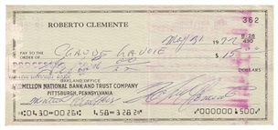 1972 Roberto Clemente Handwritten & Signed Bank Check (Beckett)